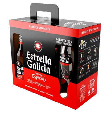 Набір - Пиво Estrella Galicia 6*0.33л+келих у подарунок