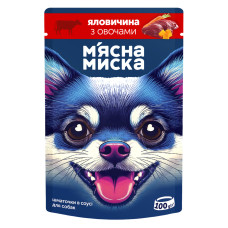 Корм для собак М'ясна Миска яловичина овочі пауч 100г