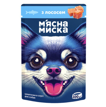 Корм для собак М'ясна Миска лосось пауч 100г