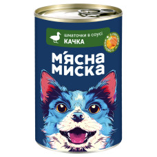 Корм шматочки М'ясна Миска для дорослих собак з качкою та овочами з/б 415г