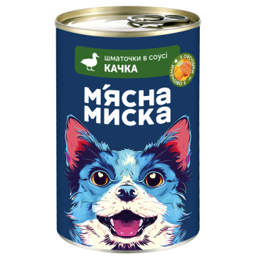 Корм шматочки М'ясна Миска для дорослих собак з качкою та овочами з/б 415г