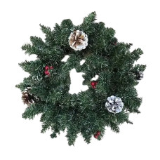 Вінок декоративний штучний Creston Frosted зелений 35см