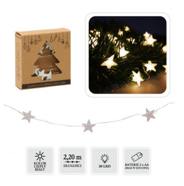 Гірлянда LED Зірки сріблі 20L