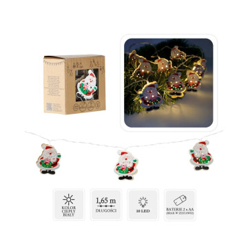 Гірлянда LED Санта Клаус дерев'яний 10L