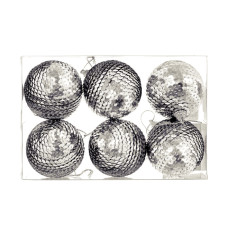 Набір кульок 6шт з блискітками сріблясті 6см