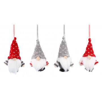 Прикраса-підвіска Гном червоні та  сірі 10см