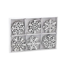 Прикраса-підвіска дерево Сніжинки білі 4.5см