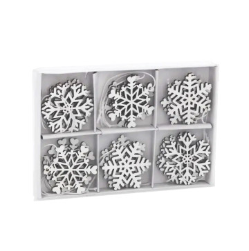 Прикраса-підвіска дерево Сніжинки білі 4.5см