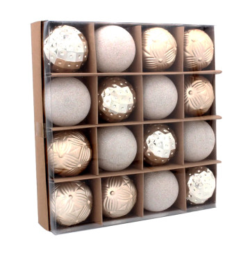 Кульки ялинкові пластикові 6см шампань 16шт