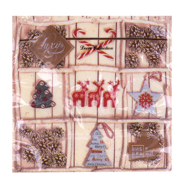 Серветка Luxy 33х33 3ш 18 шт Зимовий колаж