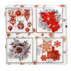 Серветка La Fleur 33х33 2ш 16шт Червоний декор