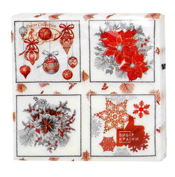 Серветка La Fleur 33х33 2ш 16шт Червоний декор