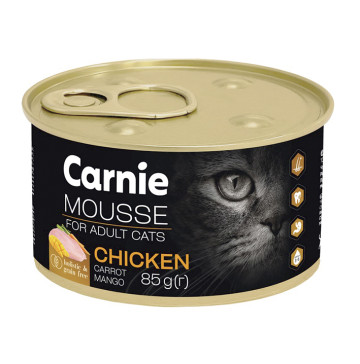 Корм д/дорослих котів Мус з куркою манго морквою та желе 85г ж/б Carnie