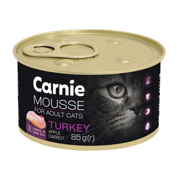 Корм м'ясний мус Carnie для дорослих котів індичка яблуко морква 85г