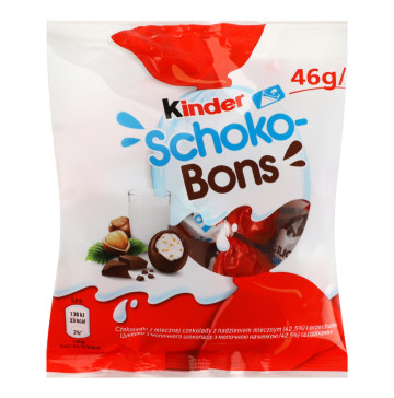 Цукерки з молочного шоколаду з молочною начинкою та горіхами Schoko-Bons Kinder м/у 46г