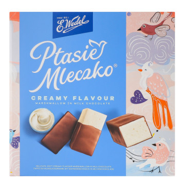Цукерки з вершковим смаком в молочному шоколаді Пташине молоко E.Wedel к/у 340г