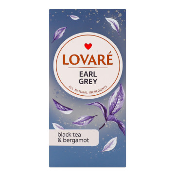 Чай чорний цейлонський байховий дрібний з бергамотом Earl Grey Lovare к/у 24х2г