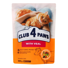 Корм сухий повнораціонний для дорослих котів з телятиною Premium Club 4 Paws д/п 300г