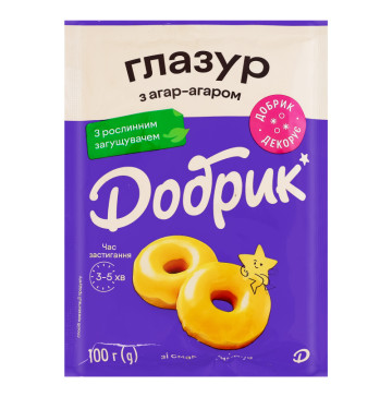 Глазур з агар-агаром зі смаком лимона жовта Добрик м/у 100г