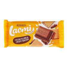 Шоколад молочний з шоколадною начинкою та вафлею Lacmi Roshen м/у 90г Шоколад молочний з шоколадною начинкою та вафлею Lacmi Roshen м/у 90г