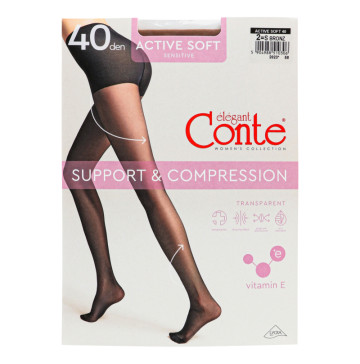 Колготки жіночі Conte elegant Active Soft 40den 2 bronz
