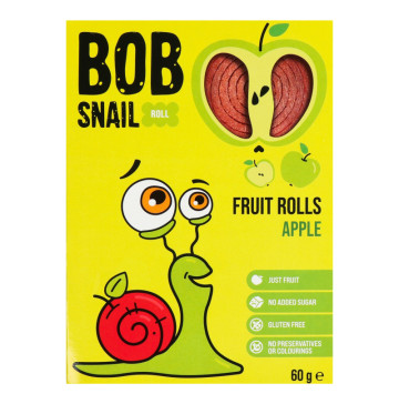 Цукерки фруктові натуральні Apple Rolls Bob Snail к/у 60г