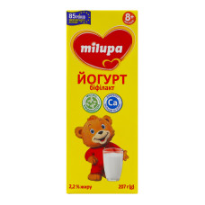 Йогурт 2.2% для дітей від 8міс з біфідобактеріями Біфілакт Milupa т/п 207г Йогурт 2.2% для дітей від 8міс з біфідобактеріями Біфілакт Milupa т/п 207г