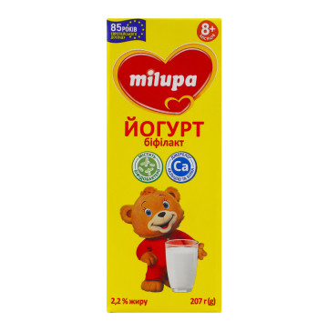 Йогурт 2.2% для дітей від 8міс з біфідобактеріями Біфілакт Milupa т/п 207г Йогурт 2.2% для дітей від 8міс з біфідобактеріями Біфілакт Milupa т/п 207г