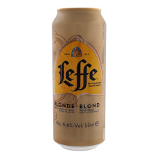 Пиво 0.5л 6.6% світле пастеризоване Blond Leffe з/б