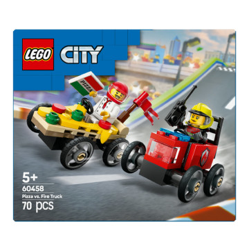 Конструктор для дітей від 5років №60458 Pizza vs. Fire Truck City Lego 70ел