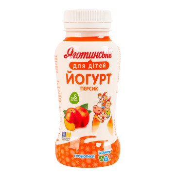 Йогурт 1.5% для дітей від 8міс з вітамінами та пробіотиком Персик Яготинське для дітей п/пл 185г