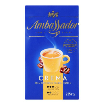 Кава натуральна смажена мелена Crema Ambassador м/у 225г