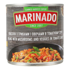Квасоля з грибами та овочами в томатному соусі Marinado з/б 410г