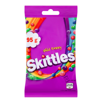 Драже жувальні в різнокольоровій цукровій оболонці Wild Berry Skittles м/у 95г