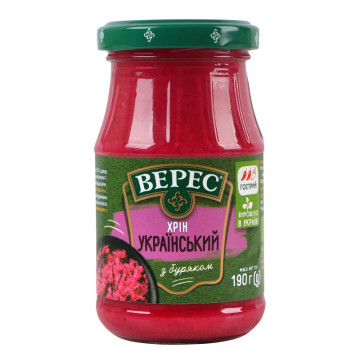 Хрін з буряком нестерилізований Український Верес с/б 190г