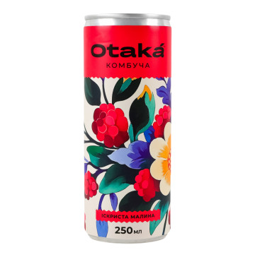 Напій безалкогольний слабогазований Іскриста малина Комбуча Otaka з/б 250мл
