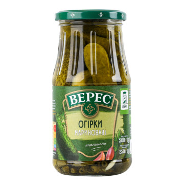 Огірки мариновані слабокислі Верес с/б 500г