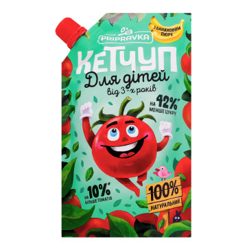 Кетчуп для дітей від 3років натуральний з банановим пюре пастеризований Pripravka д/п 200г