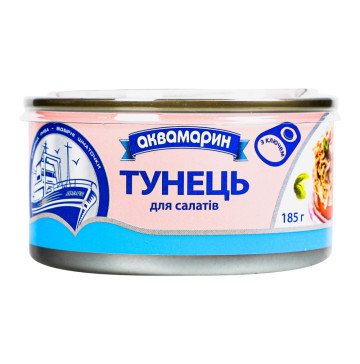 Тунець для салатів у власному соку Аквамарин з/б 185г