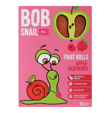 Цукерки фруктово-ягідні натуральні Apple-raspberry Rolls Bob Snail к/у 60г