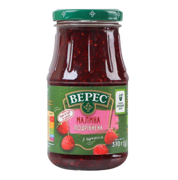 Малина подрібнена стерилізована з цукром Верес с/б 370г