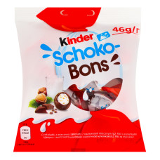 Цукерки з молочного шоколаду з молочною начинкою та горіхами Schoko-Bons Kinder м/у 46г
