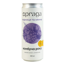 Напій безалкогольний слабогазований непастеризований Чорниця та ожина Комбуча Spraga з/б 330мл