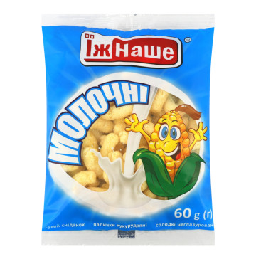 Палички кукурудзяні солодкі неглазуровані Молочні ЇжНаше м/у 60г