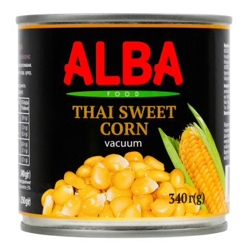 Кукурудза цукрова вакуумована стерилізована Alba Food з/б 340г