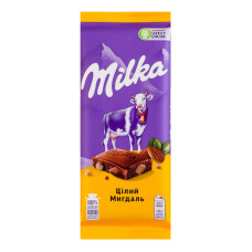 Шоколад молочний з цілим мигдалем Milka м/у 90г