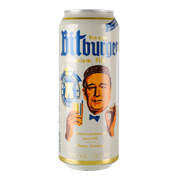 Пиво 0.5л 4.8% світле фільтроване пастеризоване Premium Pils Bitburger з/б