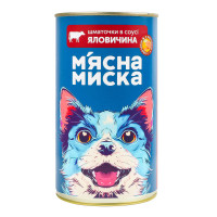 Корм консервований повнораціонний для дорослих собак Шматочки в соусі з яловичиною та овочами М'ясна Миска з/б 1.24кг