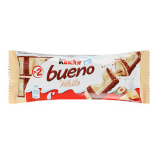 Вафлі з молочно-горіховою начинкою покриті білим шоколадом White Bueno Kinder м/у 39г