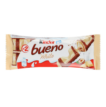 Вафлі з молочно-горіховою начинкою покриті білим шоколадом White Bueno Kinder м/у 39г